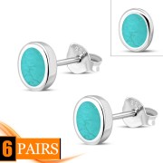  Turquoise Oval Silver Stud Earrings, e345